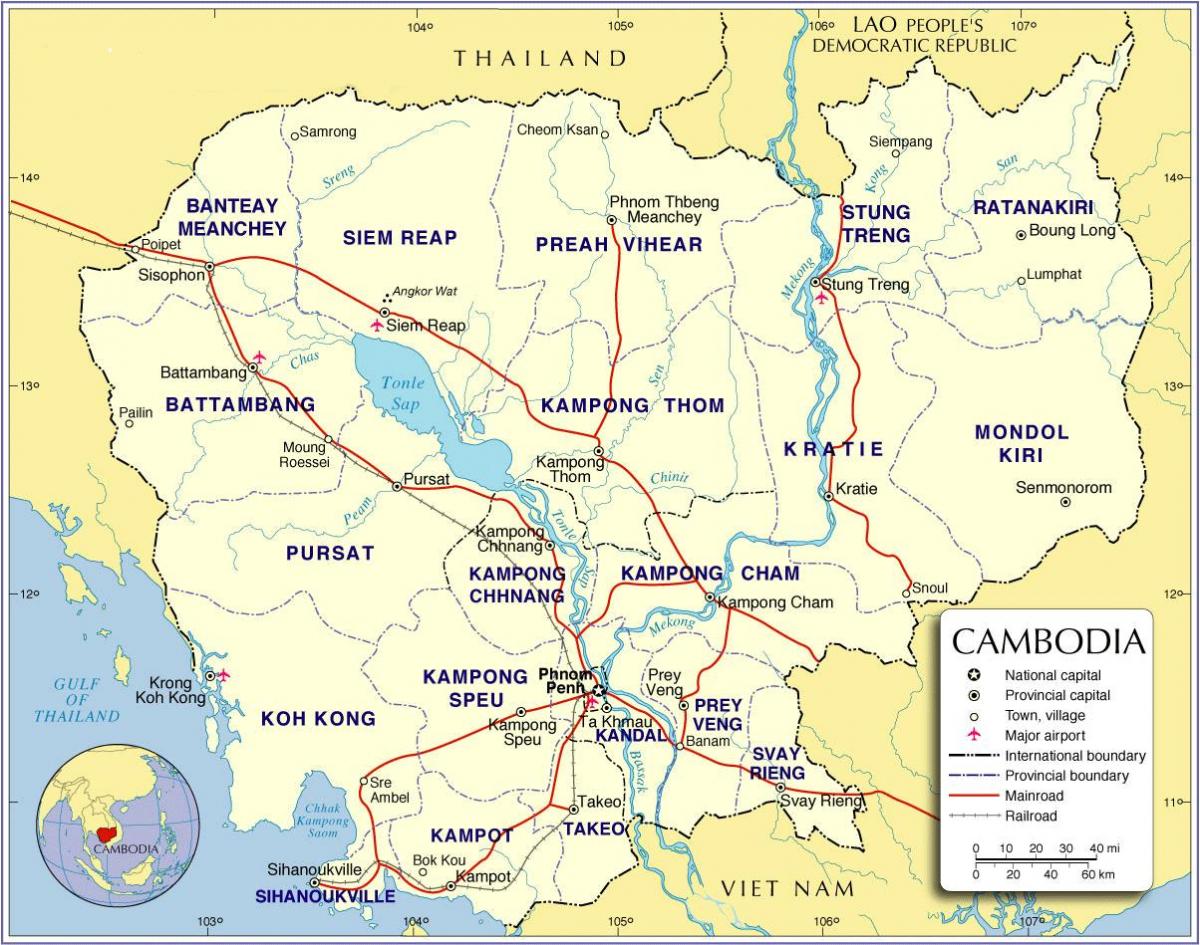 Kaart Kambodža tee