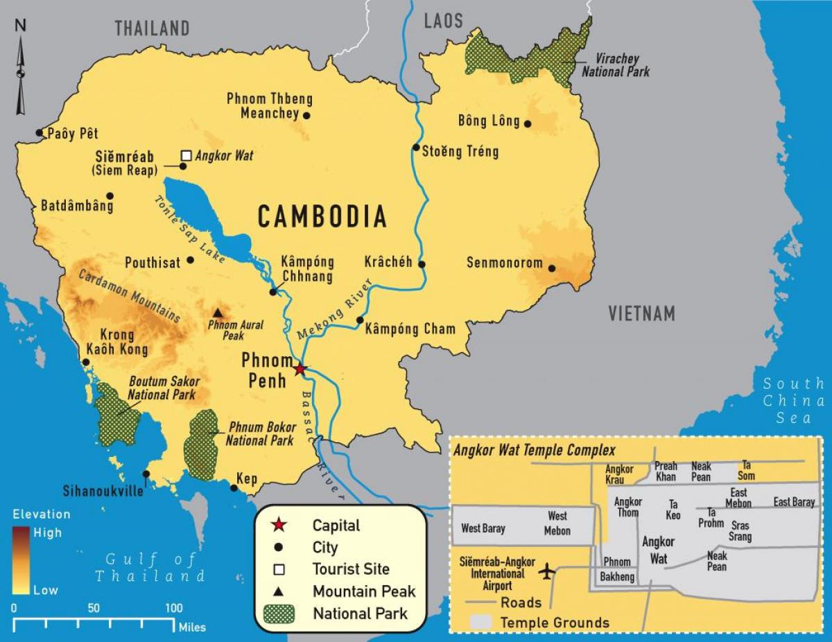 angkor kaart Kambodža